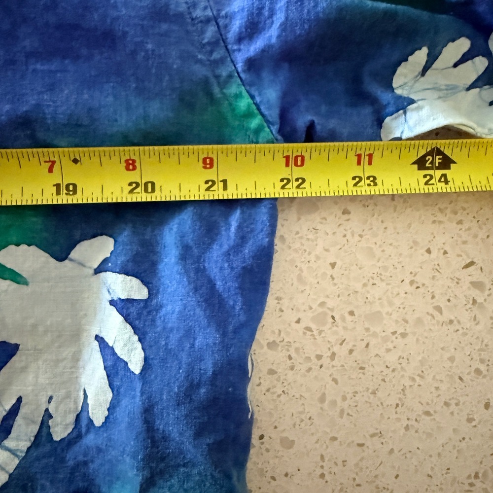 McNeel Palmer Clubhouse Mens Batik Palm Tree Tropical‎ Hawaiian Shirt, Blue,S - Picture 9 of 10